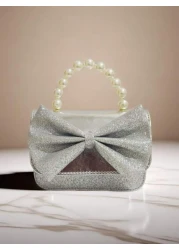 Kids Pearl Handbag Holiday Gift PU Leather Butterfly Decor Fashion Princess Coin Purse Mini Bag For Little Girls