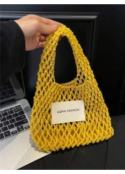 حقيبة يد صغيرة مصنوعة من النايلون مع إغلاق مفتوح، نسيج مجسم مثقب صيفي، حقيبة جيب للهاتف المحمول، مريحة ومناسب