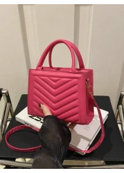 1pc Fashionable Commuting Texture Indentation Rhombus Bag Simple Casual One Shoulder Crossbody Small Square Bag Simple Hand Held Large Capacity Bag Popular Retro Fashion Crossbody Bag Fashion Shoulder