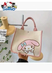 Sanrio حقيبة كتف مصنوعة من قماش كانفاس بصورة هالو كيتي خفيفة الوزن وذات استخدامات متعددة لفتيات كوسميتك متاحة با
