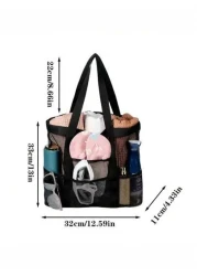 1pc Beach Bag Large Capacity Toy Mesh Swimming Bag Wash Shoulder Backpack Outdoor Multi Functional Travel Hand Held Shoulder Beach Bag Swimsuit Storage