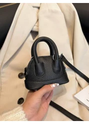1pc Ins Fashion Girl s Bag 2025 New Cute Candy Color Mini Shell Bag Litchi Pattern Pu Messenger Bag Suitable For Daily Use