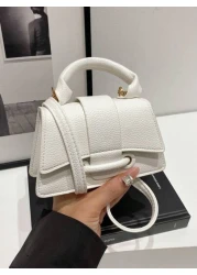 1 قطعة حقيبة يد ذات إغلاق مغناطيسي من البولي يوريثان بتصميم جلد التفاح ذات موحد اللون موضي، تصميم فريد من نوعه