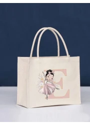 حقيبة يد ذات طبعة راقصة البالية الوردية، متعددة الوظائف ، خفيفة الوزن للسفر اليومي، العطلات ، التسوق الخارجي