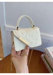 قطعة واحدة، حقيبة جلدية صغيرة مربعة ذات طبعة أزهار الحب، مع سلسلة معدنية متعددة الوظائف، حقيبة يد كاجوال عصري