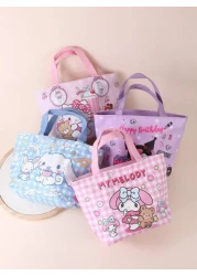 Sanrio 1pc Sanrio KT Cartoon Cute Girl Thermal Lunch Bag Kuromi Pachimaru Large Capacity Student Bento Box Bag