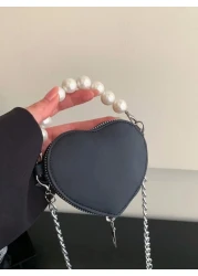 Stylish Cute And Elegant Love Mini Bag Available In Burgundy Pink Black And White Colors Pearl Handbag Shoulder Crossbody Bag Lipstick Coin Purse Perfect For Daily Outings Christmas Spring Festival An