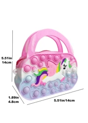 Heart Shaped Tote Bag Silicone Crossbody Bag Unicorn Wallet Stress Relief Waterproof Durable Storage Pouch