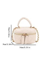 1pc Rhinestone Embroidery Mini Handbag Personalized Creative Chain Bag Lipstick Bag Crossbody Small Square Bag Comfortable Fabric Light And Large Capacity Adjustable Shoulder Strap The Internal Space