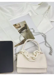 1pc Girl S Handbag Simple And Casual Fashion Style Large Capacity Lightweight Girl S Small Square Bag Solid Color Pu Leather Fabric Magnet Closed Detachable Chain Multiple Carrying Methods In One Bag