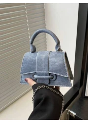 1pc Retro Korean Style Handbag Personalized Fashion Simple Temperament Shoulder Crossbody Small Square Bag Pu Material Magnetic Buckle Closure Adjustable Shoulder Strap Suitable For Teenagers Shopping