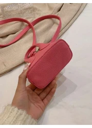 1pc Litchi Pattern Small Shell Children s Candy Color Mini Crossbody Lipstick Bag Crossbody Coin Purse Comfortable Fabric Light And Compact The Internal Space Is Very Open Suitable For Daily Use When