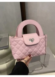 1pc New Cute Girl Niche High End Pu Crossbody Bag And Fashionable New Bag Fresh And Dopamine Color Matching Youthful Girl Style Can Be Cross Body Metal Chain Bag Casual And Fashionable Very Suitable F