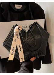 في عام 2024 ، الموضة الجديدة، الجوكر، تصميم التباين الجديد، تصميم الترصيع، حقيبة تسوق كبيرة السعة ذات مقبضين من