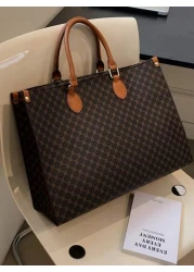 Autumn Winter Fashion Print Four Seasons Versatile Travel Shopping Bag Oversized Tote Bag Vintage Large Capacity Tote Bag Retro Top Handle Satchel Women s Fashion Handbag Purse For Commute Bookbag Tot