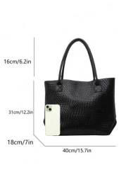 New High Capacity Woven Pattern Handbag Fashionable Shoulder Tote Bag With Niche Design Solid Color Shoulder Bag Suitable For Daily Outings Shopping Work And Commuting Eye Catching Work Bags For Women