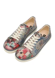 Dogo Women's Vegan Leather Multicolored Sneakers - Mini Mosaic Design