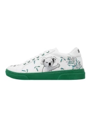 Dogo Women's Vegan Leather White Sneakers - Koala Hug Design