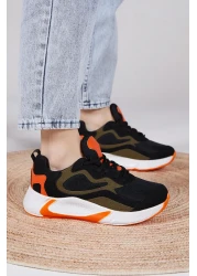 Tonny Black حذاء رياضي أسود برتقالي للجنسين V2901
