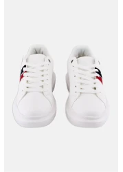 U.S. Polo Assn. Women Lace Up Brand Logo Casual Shoes, White