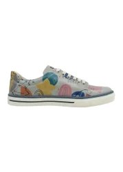 Dogo Women's Vegan Leather Multicolored Sneakers - Abstract Leaves Design
