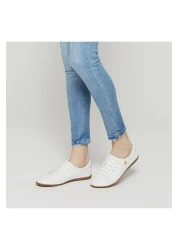 U.S. Polo Assn. حذاء رياضي نسائي من الجلد الطبيعي باللون الأبيض - حذاء كاجوال V6