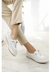 Nesil Shoes Sdf 701-3 حذاء نسائي كاجوال من الجلد باللون الأبيض