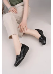 Nesil Shoes حذاء Ayzen 006 أسود بكعب عريض للنساء