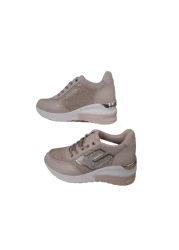 HİGH STEP High Step Women's Silvery Hidden Heels Stylish Ecru Sneakers