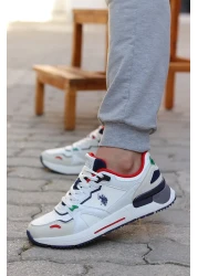 U.S. Polo Assn. أحذية رياضية مريحة ونعل كاجوال للرجال باللون الأبيض