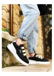 BOA Ba0329 3 خطوط سوداء وبيضاء مفصلة سميكة الوحيدة أحذية رجالية عادية