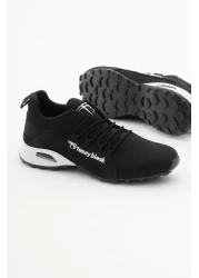 Tonny Black حذاء رياضي رجالي باللونين الأبيض والأسود مريح بنعل حراري ورباط