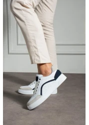 L.A Polo White Navy Blue Perforated Men's Sneaker