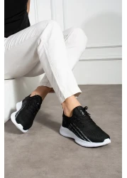 E SPORT حذاء تريكو خفيف الوزن للجنسين باللونين الأبيض والأسود