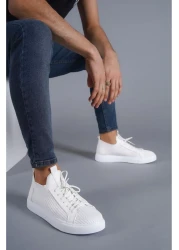 BZ Moda B112 BT Laced Orthopedic Sole Knitwear Men's Sneaker Shoes White