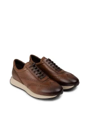 Deery Men's Sneakers - Genuine Leather, Tan Color