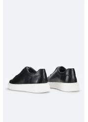 Avva Men's Black 100% Leather Flexible Sole Casual Shoes B008000