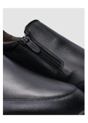 Cabani Black Genuine Leather Men's Sneakers - 100% Zippered