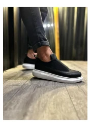 Joy Man J911 Laceless مطاطا العظام الوحيد عارضة أحذية رياضية للرجال BT الأسود
