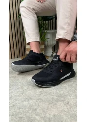 Allyup Black Silver Mesh Comfortable Walking Sneakers - Breathable, Thick Sole, Men's Lace-up 8011