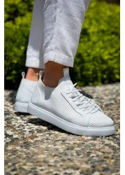 BESKAR KB 112 حذاء تريكو أبيض برباط كاجوال للرجال