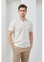 RAVANELLI Men's Non-Shrink Cotton Fabric Slim Fit Slim Fit Polo Neck T-Shirt