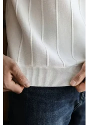 COOL TARZ Vibrant White Men's Round Neck Knitted T-Shirt