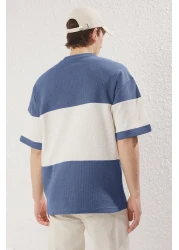  Collection تي شيرت Indigo مقاس كبير مع كتل ملونة Doe Kusma TMNSS25TS00065