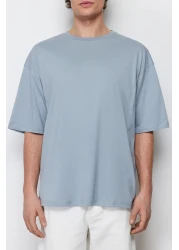  Collection Gray Floral PrinTed Wide CuT CoTTon T-Shirt - TMNSS21TS1223