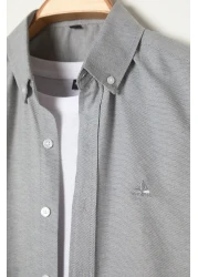  Collection Grey Regular Embroidery Easy-Iron Smart Oxford Shirt Tmnaw24Go00089