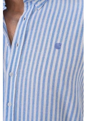 Catto Peak قميص رجالي عادي من القطن المغسول مخطط