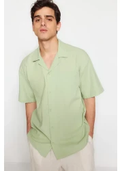  Collection قميص قطني صيفي مقاس كبير باللون الأخضر TMNSS23GO00080