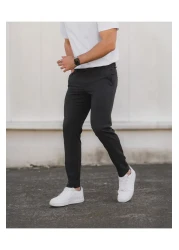 Bürke Men's Anthracite Lycra Flexible Ankle Length Fabric Trousers