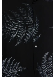  Collection Apache Collar Black Loose Shirt -RegularFit, Short Sleeve Tmnss20go0574